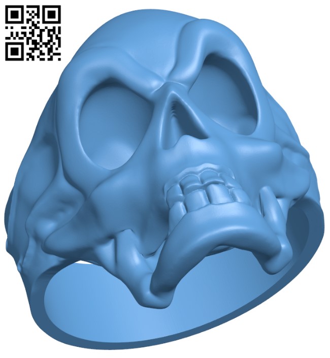 Demonic skull ring H003557 file stl free download 3D Model for CNC and 3d printer