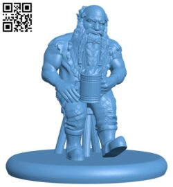 Dwarf Seated Bar Guest H003559 file stl free download 3D Model for CNC and 3d printer