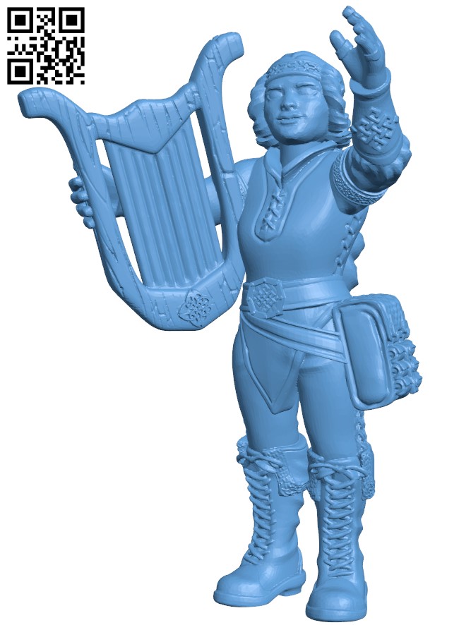 Dwarf girl bard H003758 file stl free download 3D Model for CNC and 3d printer