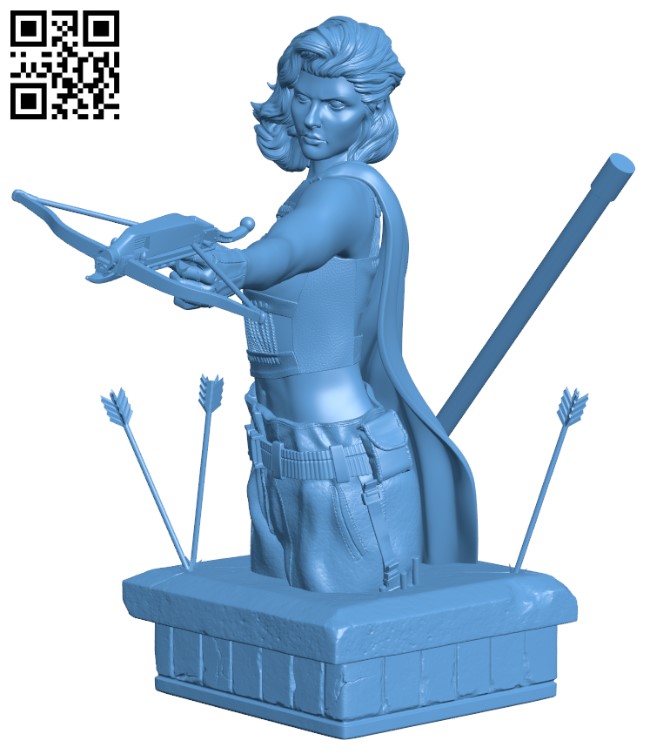 Huntress bust H003933 file stl free download 3D Model for CNC and 3d printer