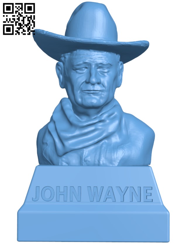 John Wayne Bust H004014 file stl free download 3D Model for CNC and 3d printer