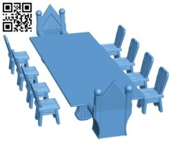 Lord’s Banquet Table and Chairs H003476 file stl free download 3D Model for CNC and 3d printer