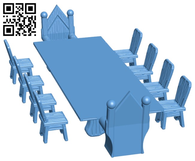 Lord's Banquet Table and Chairs H003476 file stl free download 3D Model for CNC and 3d printer