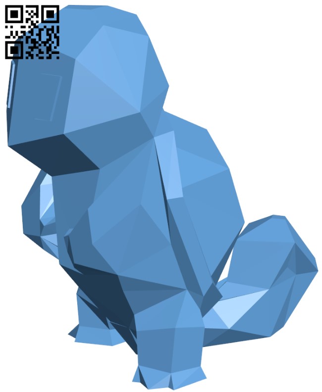 Low Poly Squirtle - Pokemon H003353 file stl free download 3D Model for CNC and 3d printer