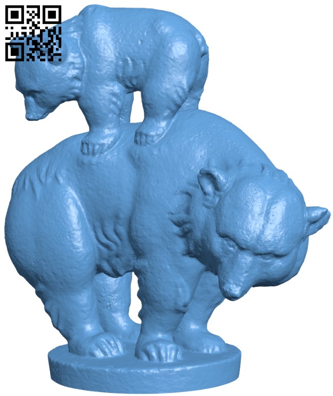 Mama bear with one cub H003883 file stl free download 3D Model for CNC and 3d printer