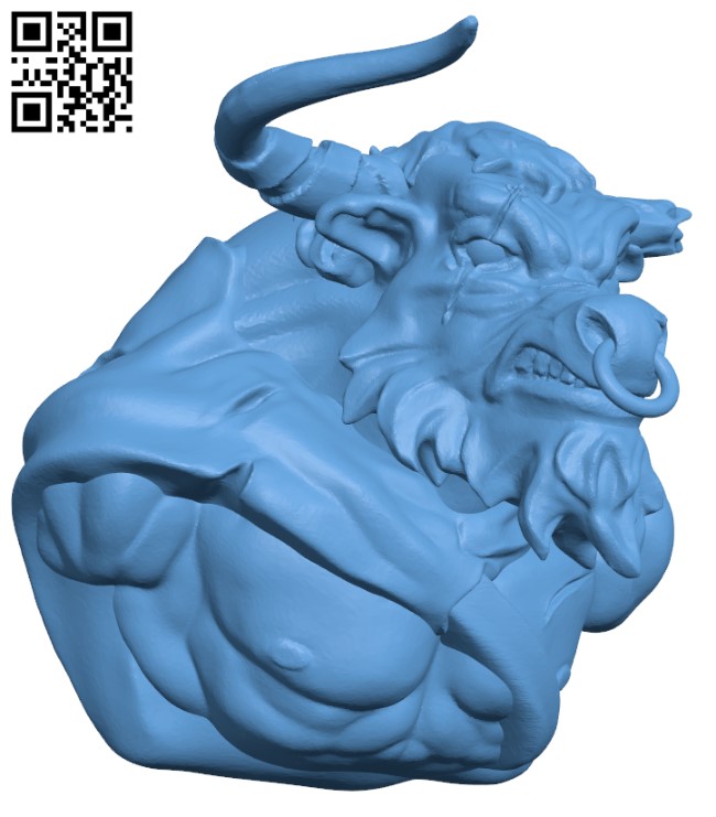 Minotaur Bust H003268 file stl free download 3D Model for CNC and 3d printer
