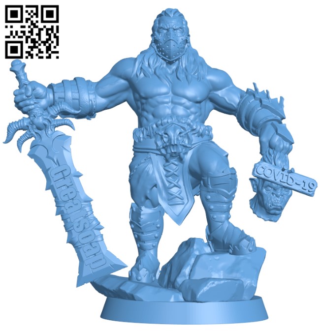 OCD Half-orc slays Covid-19 Ogre H003782 file stl free download 3D Model for CNC and 3d printer