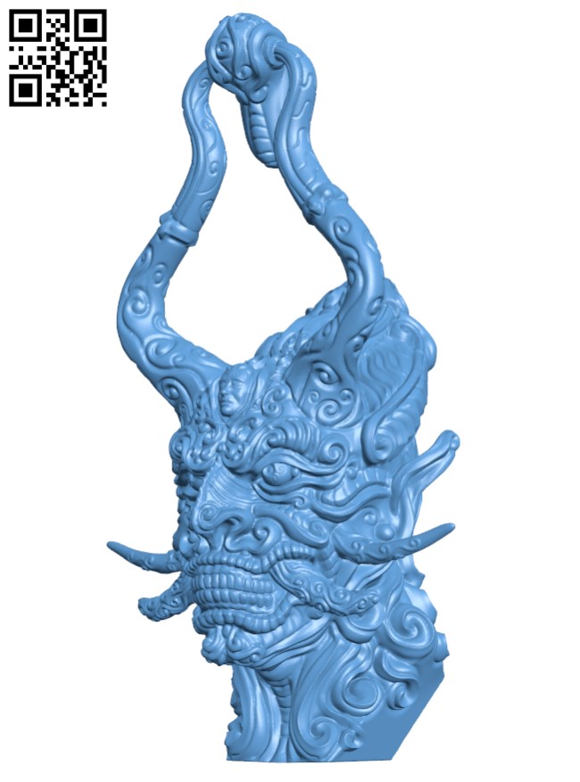 Oni demon head H004037 file stl free download 3D Model for CNC and 3d printer