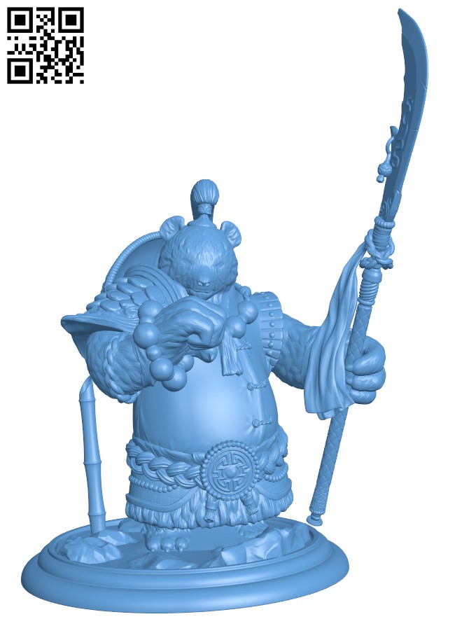 Panda Warrior H003838 file stl free download 3D Model for CNC and 3d printer