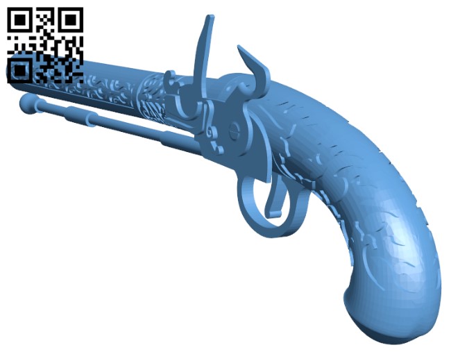 Pirate engraved flintlock pistol H004092 file stl free download 3D Model for CNC and 3d printer