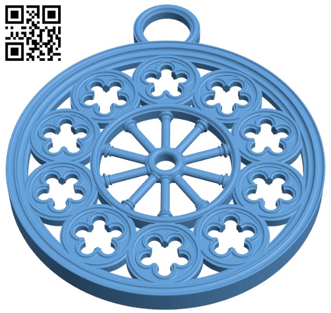 Rose Window Pendant H003794 file stl free download 3D Model for CNC and 3d printer