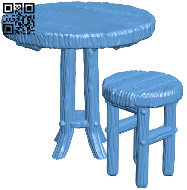 Round table and stool H003416 file stl free download 3D Model for CNC and 3d printer