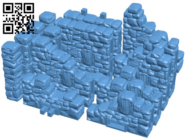 Ruined Columns & Side Locking Walls H003599 file stl free download 3D Model for CNC and 3d printer