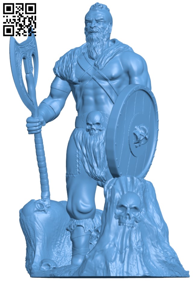 Viking Barbarian Sculpture H004139 file stl free download 3D Model for CNC and 3d printer