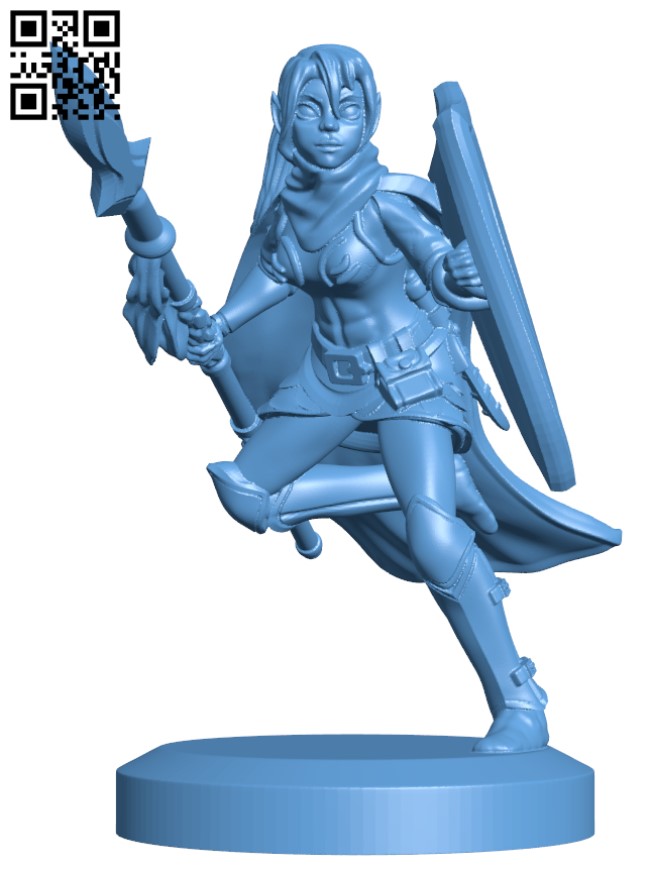 Warrior elf spearmaiden H003316 file stl free download 3D Model for CNC and 3d printer