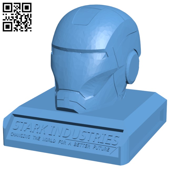 Weathered Ironman bust with base H003971 file stl free download 3D Model for CNC and 3d printer