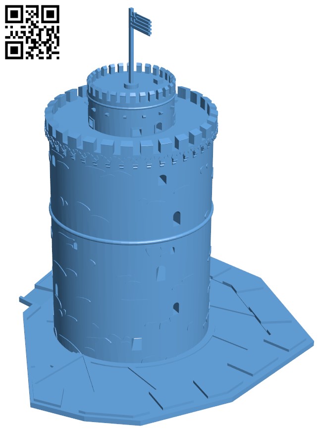 White Tower of Thessaloniki - Greece H003495 file stl free download 3D Model for CNC and 3d printer
