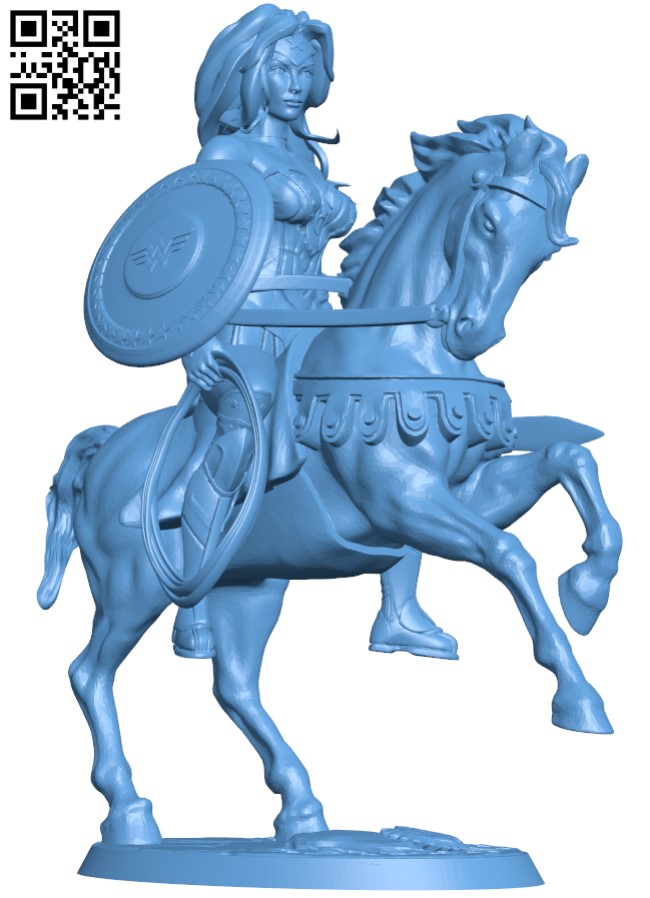 Wonder Woman on horseback H004149 file stl free download 3D Model for CNC and 3d printer