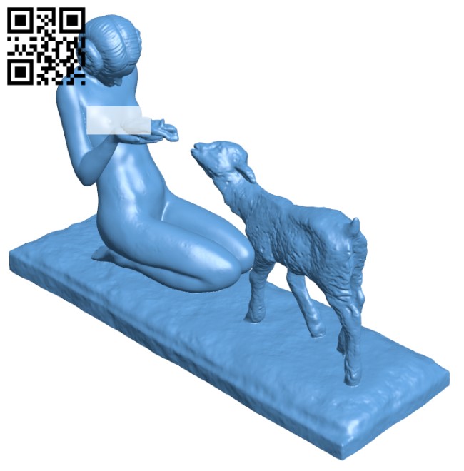 Young Girl with Goat H003677 file stl free download 3D Model for CNC and 3d printer