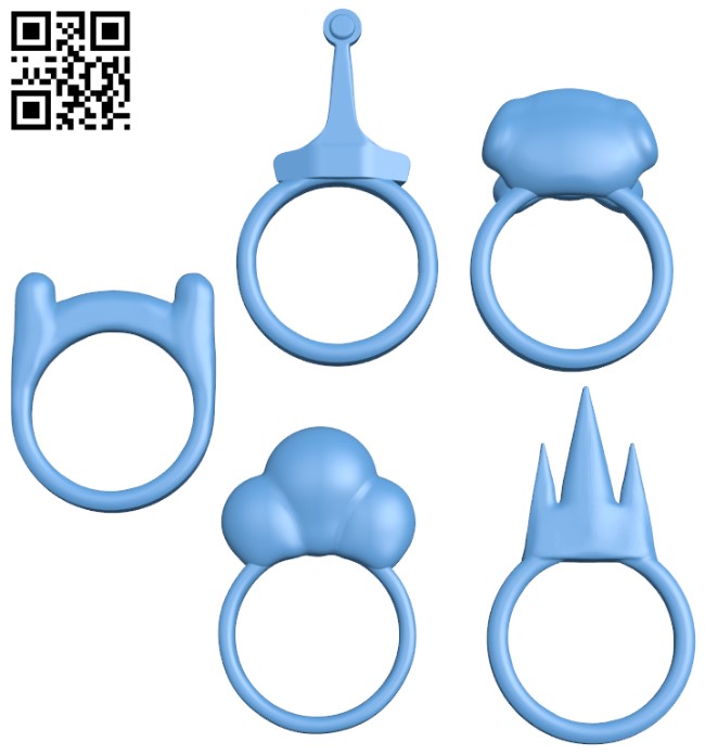 Adventure Time Ring Set H004789 file stl free download 3D Model for CNC and 3d printer