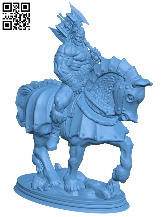 Barbarian Horseman H004373 file stl free download 3D Model for CNC and 3d printer