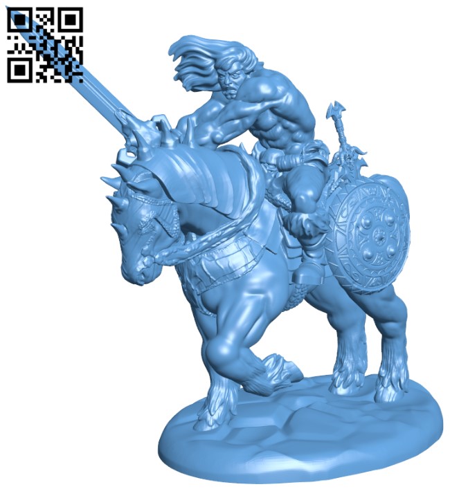 Barbarian With Horse H004614 file stl free download 3D Model for CNC and 3d printer