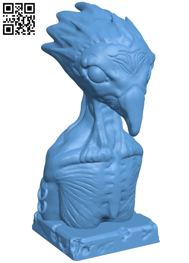 Bird Guy bust H004378 file stl free download 3D Model for CNC and 3d printer