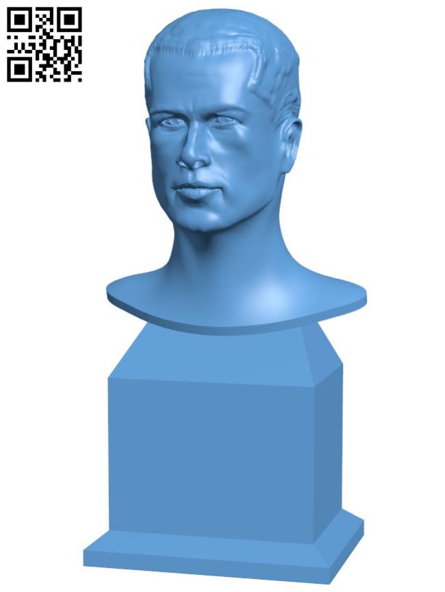 Brad Pitt bust H004380 file stl free download 3D Model for CNC and 3d printer