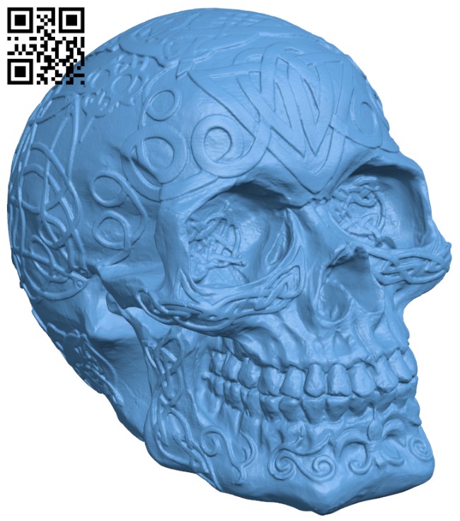 Celtic Skull H004514 file stl free download 3D Model for CNC and 3d printer
