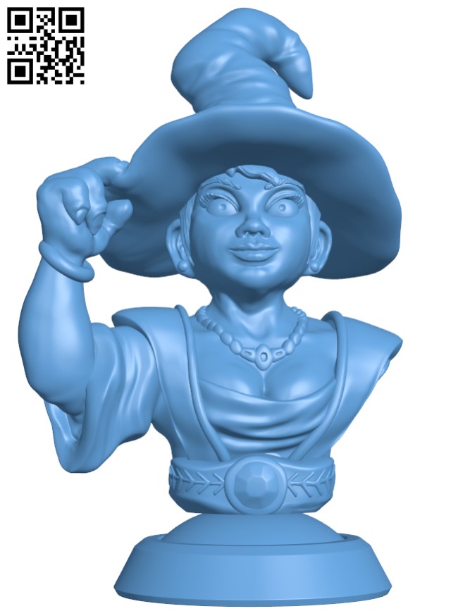 Gnome little witch bust H004327 file stl free download 3D Model for CNC and 3d printer