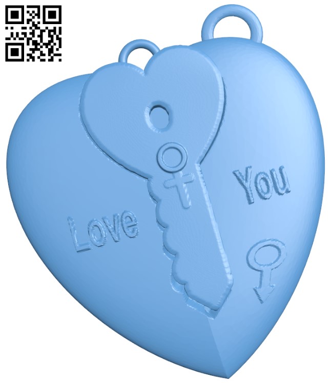 Heart and key pendant H004208 file stl free download 3D Model for CNC and 3d printer