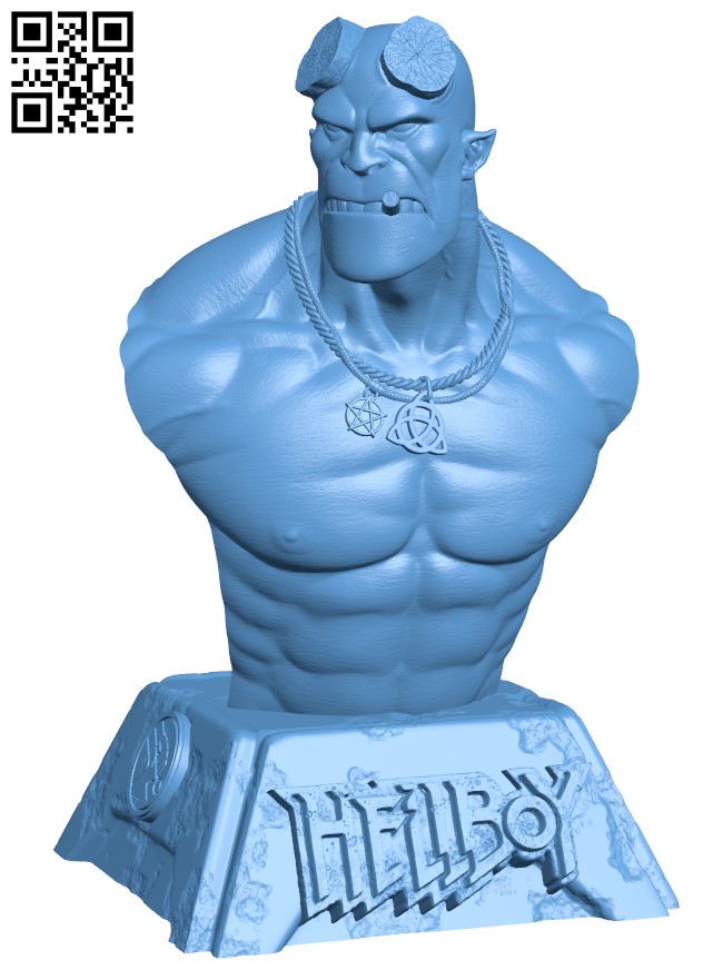 Hellboy bust H004632 file stl free download 3D Model for CNC and 3d printer