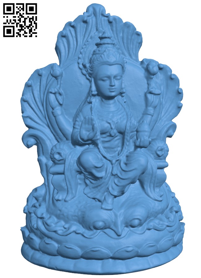 Lakshmi on a lotus throne H004712 file stl free download 3D Model for CNC and 3d printer