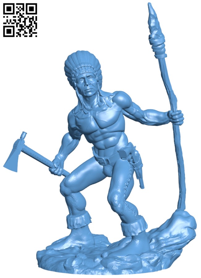 Native American Warrio H004643 file stl free download 3D Model for CNC and 3d printer
