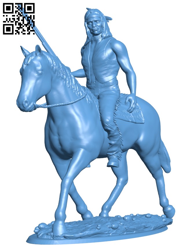 Native Warrior On Horseback H004345 file stl free download 3D Model for CNC and 3d printer