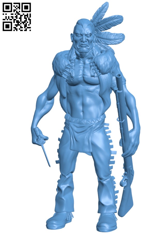 Native Warrior - Wild West Action H004289 file stl free download 3D Model for CNC and 3d printer