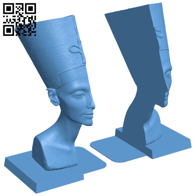 Nefertiti Bookend H004445 file stl free download 3D Model for CNC and 3d printer