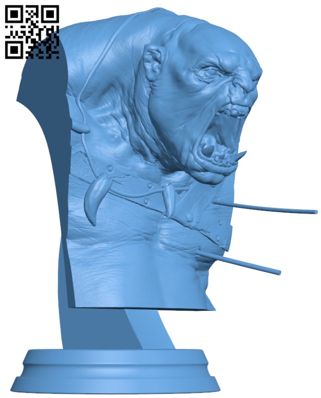 Orc Berserker Bust H004177 file stl free download 3D Model for CNC and 3d printer