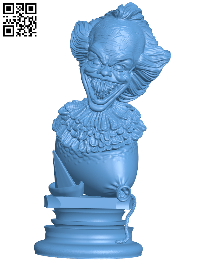 Pennywise bust H004578 file stl free download 3D Model for CNC and 3d printer