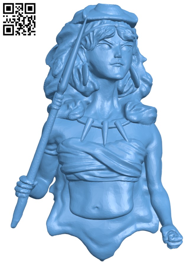 Princess Mononoke Bust H004356 file stl free download 3D Model for CNC and 3d printer