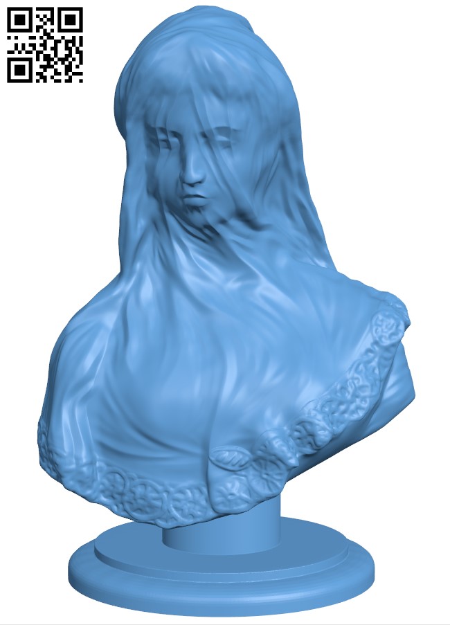 Bust of a veiled woman H004981 file stl free download 3D Model for CNC and 3d printer