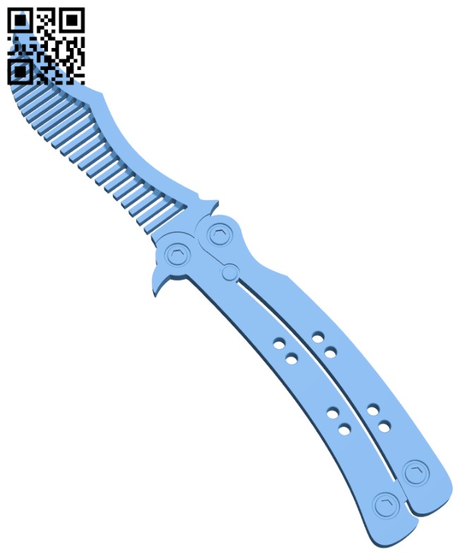 Butterfly Knife Comb H005046 file stl free download 3D Model for CNC and 3d printer