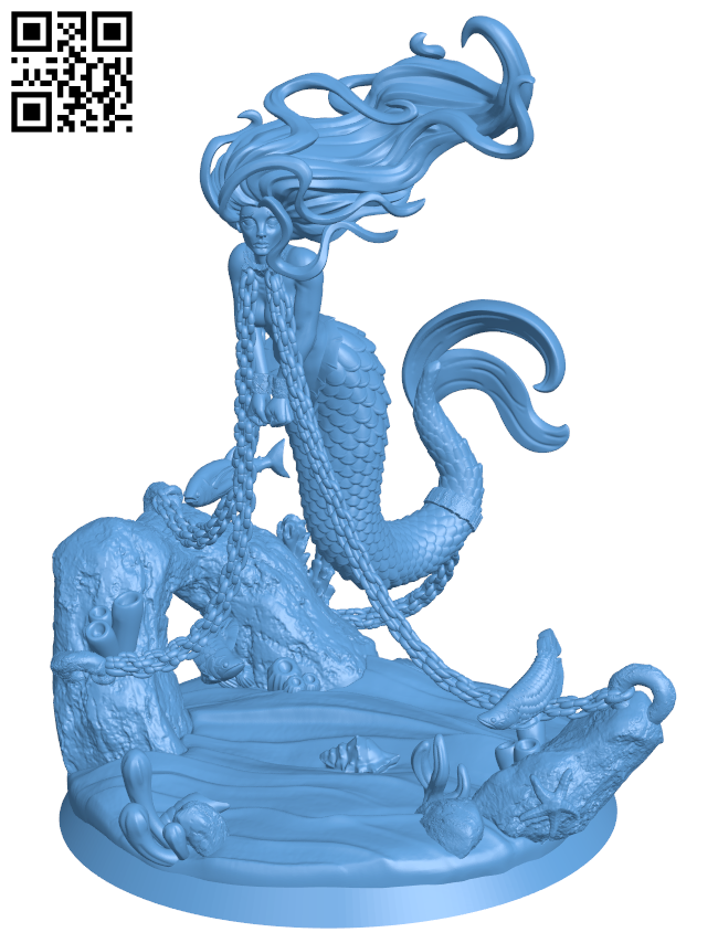 Chained Mermaid H005703 file stl free download 3D Model for CNC and 3d printer