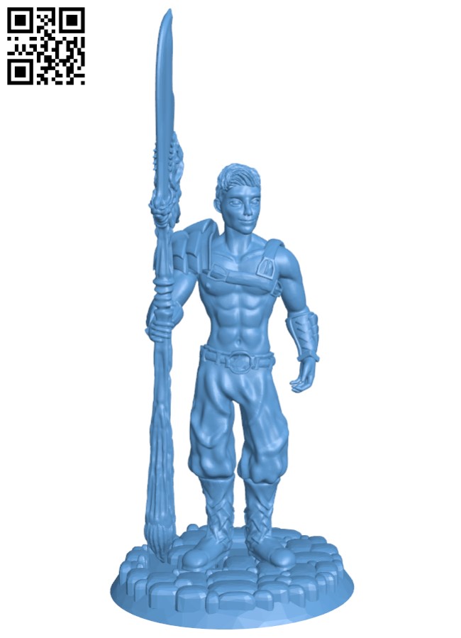 Human fighter with lance H005283 file stl free download 3D Model for CNC and 3d printer