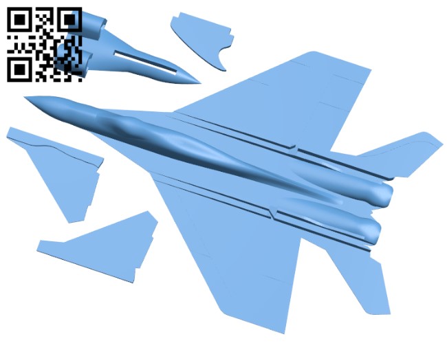 MiG-29 Flying Glider Powered By An Elastic Band H005090 file stl free download 3D Model for CNC and 3d printer