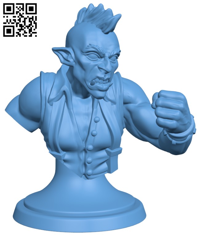 Orc Bust H004888 file stl free download 3D Model for CNC and 3d printer
