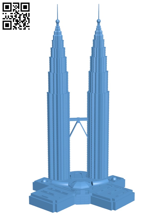 Petronas Towers - Kuala Lumpur, Malaysia H005098 file stl free download 3D Model for CNC and 3d printer