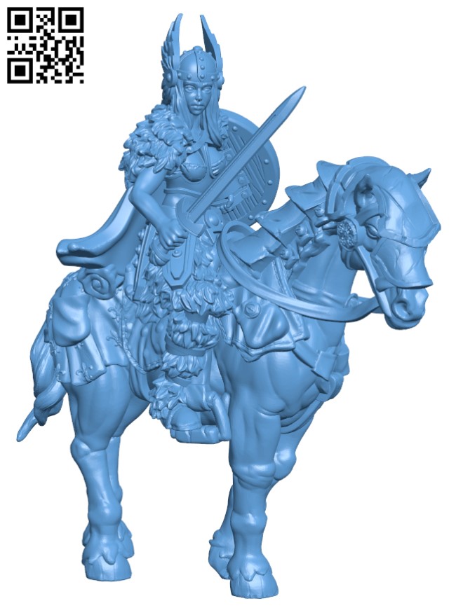 Shield Maiden on Horse H004928 file stl free download 3D Model for CNC and 3d printer