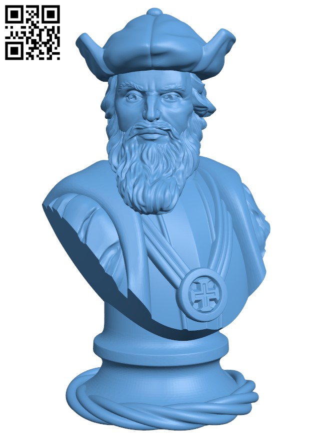 Vasco da Gama bust H004955 file stl free download 3D Model for CNC and 3d printer