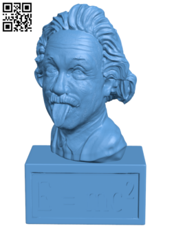 Bust of Einstein H006415 file stl free download 3D Model for CNC and 3d printer